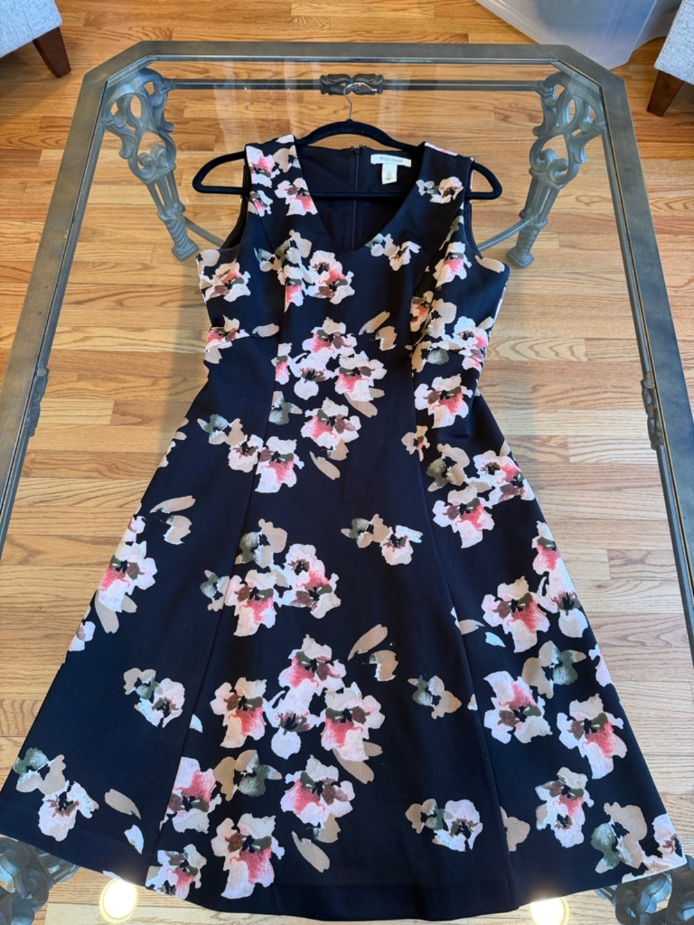 White House Black Market Black Floral Midi Dress